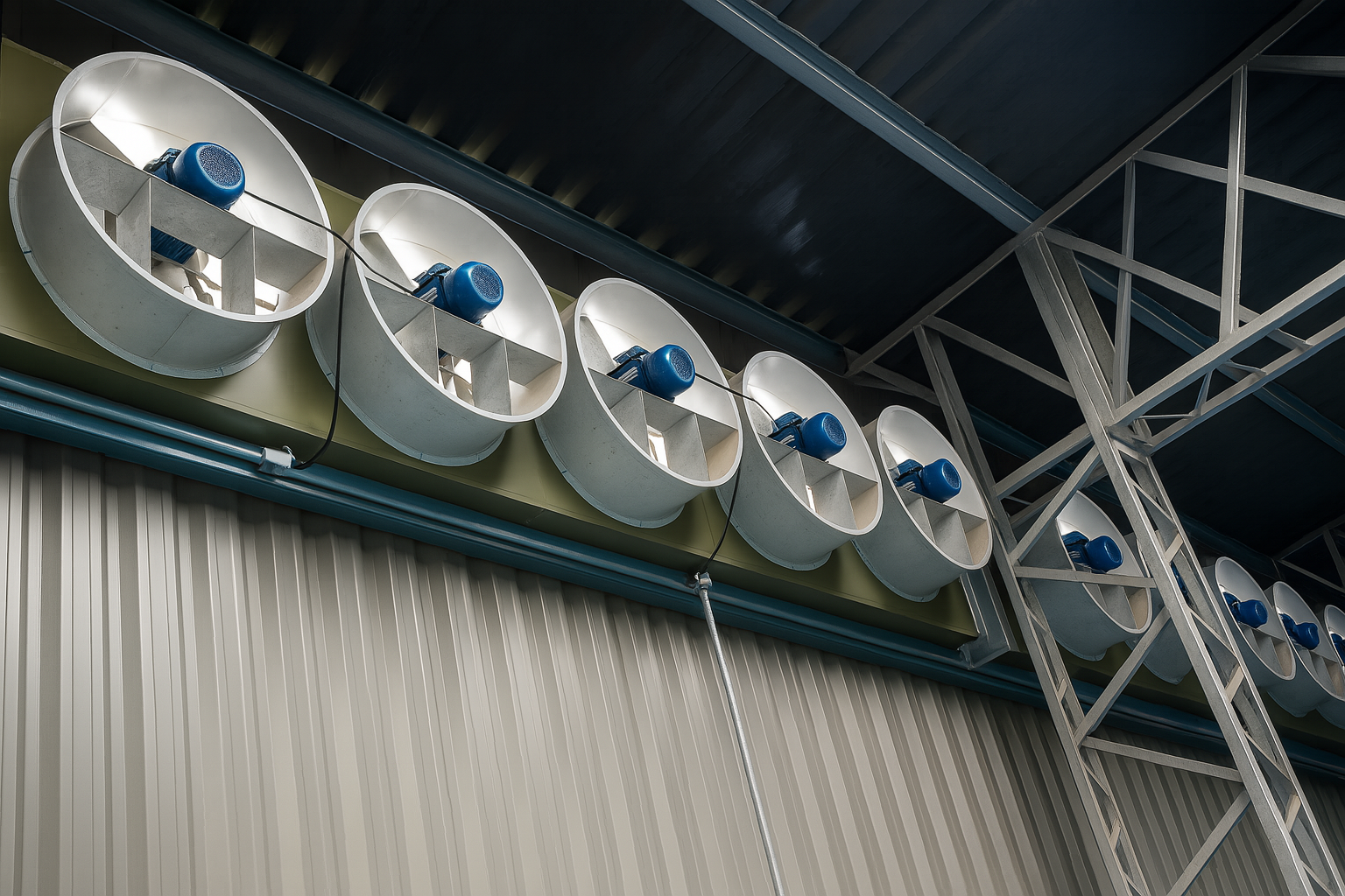 Extractor AX6P instalado en galpón